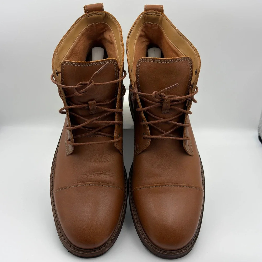 Clarks Trace Quest Tan Leather Cap Toe Lace Up Boots Mens 13 261448667120